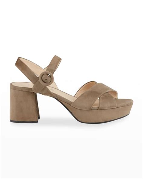 prada suede crisscross ankle wrap 65mm sandals|Prada leather sandals.